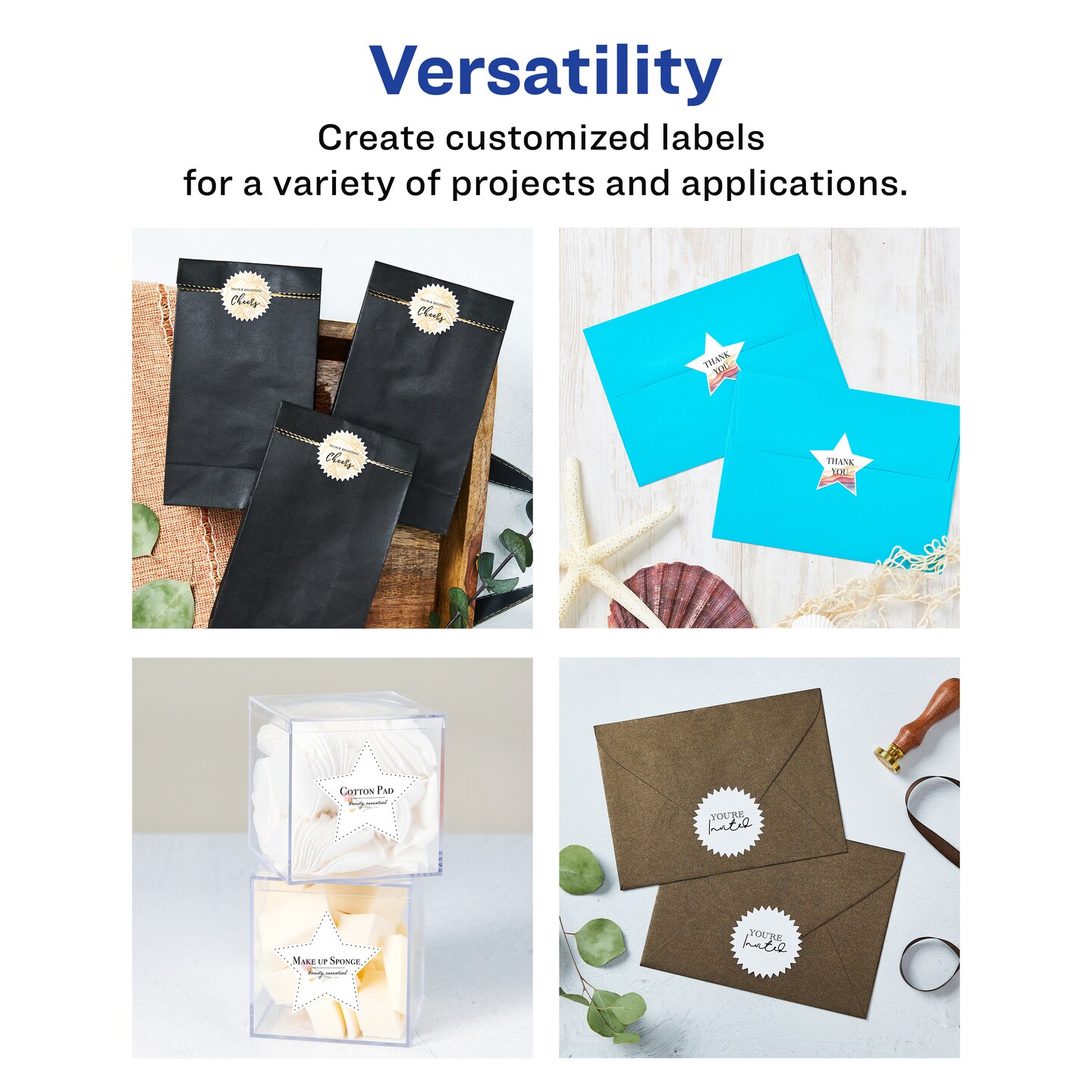 Avery Matte White Removable Starburst Labels with Sure Feed Technology, Print-to-the-Edge, 2.25&#x22;