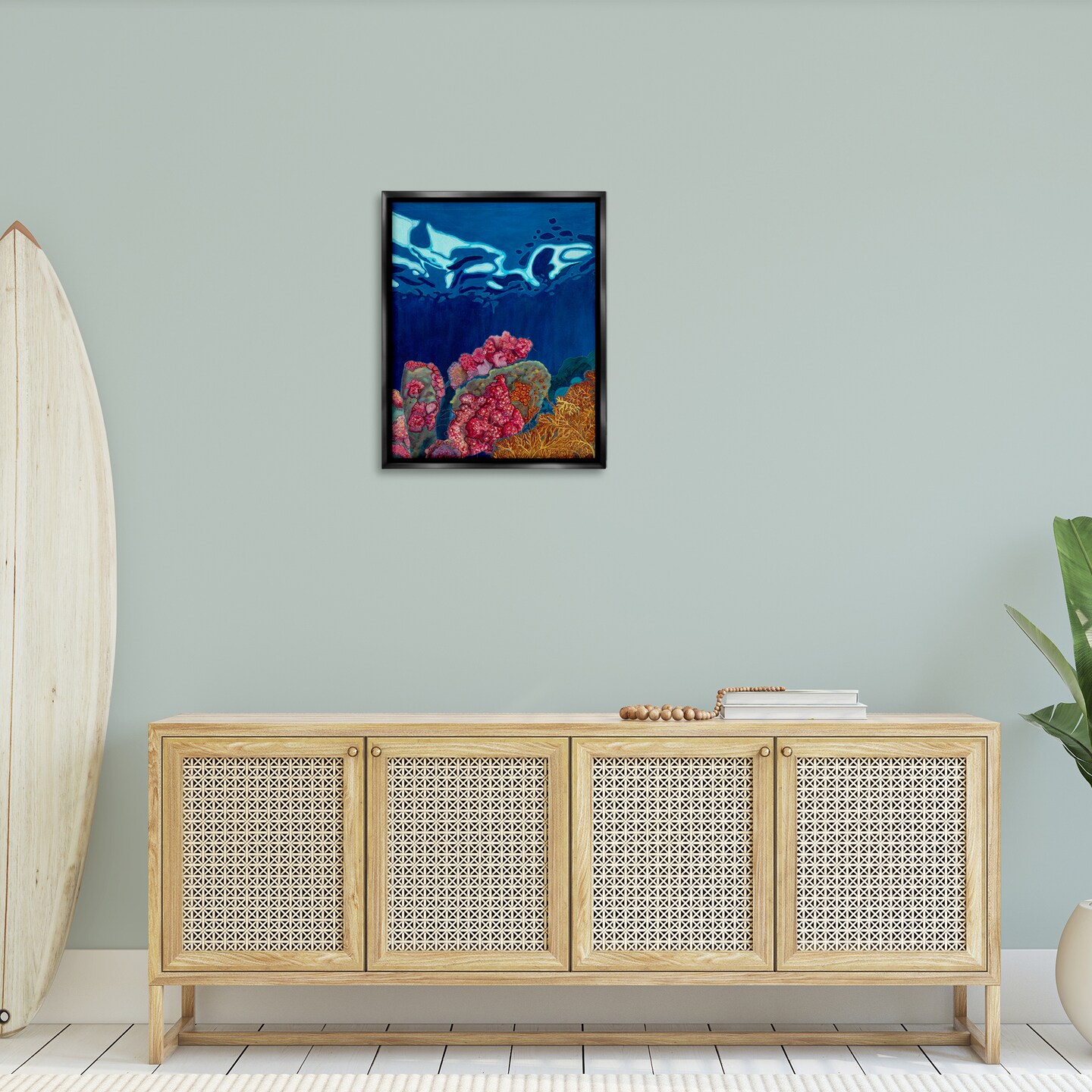 Stupell Industries Abstract Underwater Coral Framed Floater Canvas Wall Art Design by Sara Everett