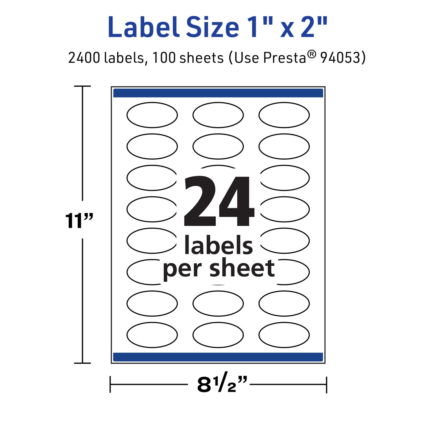 Avery TrueBlock Matte White Paper Labels,  1&#x22; x 2&#x22; Oval