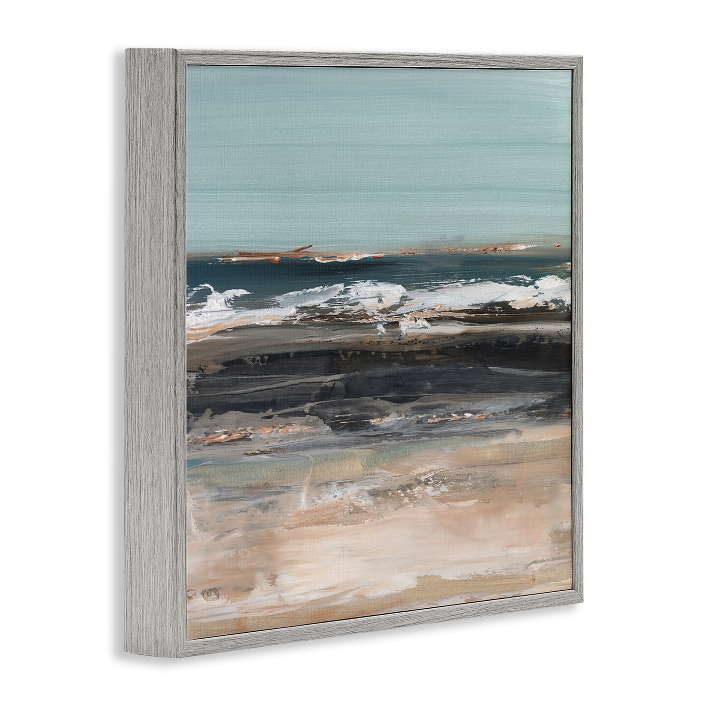 Stupell Industries Moody Grey Beach Waves Framed Giclee Wall Art Design by Ethan Harper