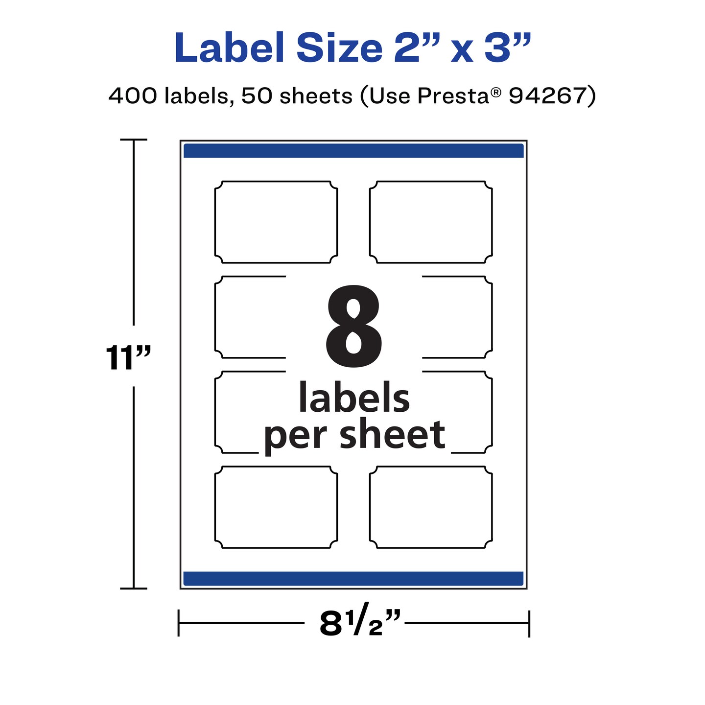 Avery White Scalloped Rectangle Labels, 2&#x22; x 3&#x22;