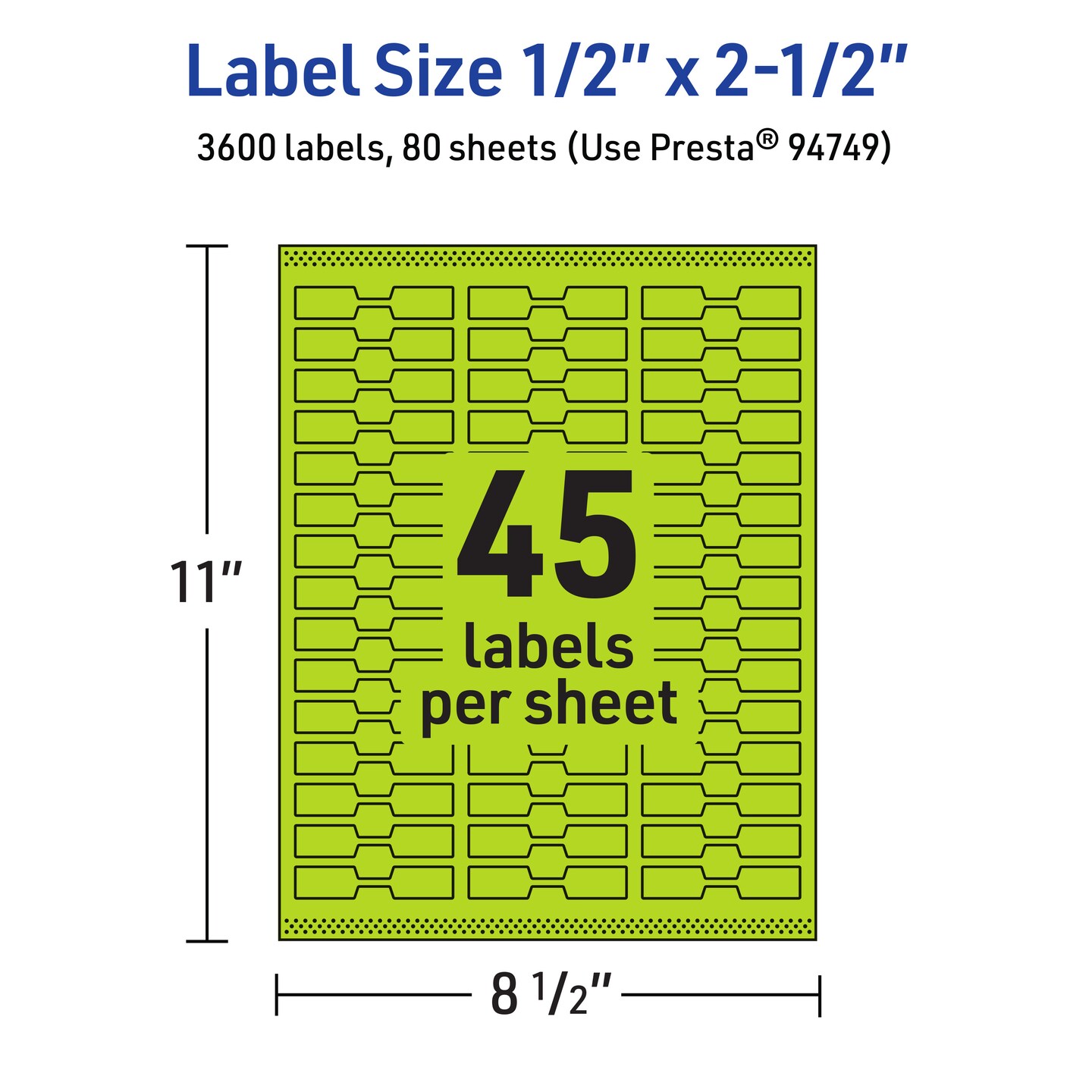 Avery Bright Green Paper Labels, 0.5&#x22; x 2.5&#x22; Barbell