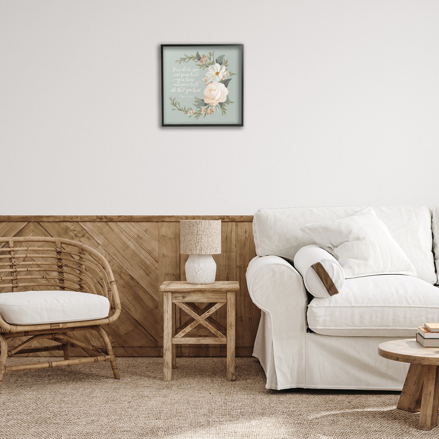 Stupell Industries Peace Be To You Prayer Framed Giclee Wall Art Design by Hollihocks Art