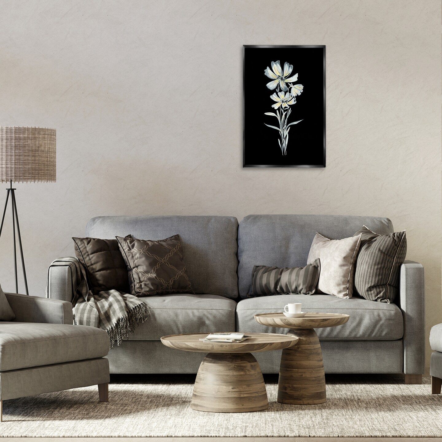 Stupell Industries Tall Floral Stems Framed Floater Canvas Wall Art Design by Leeza Hernandez