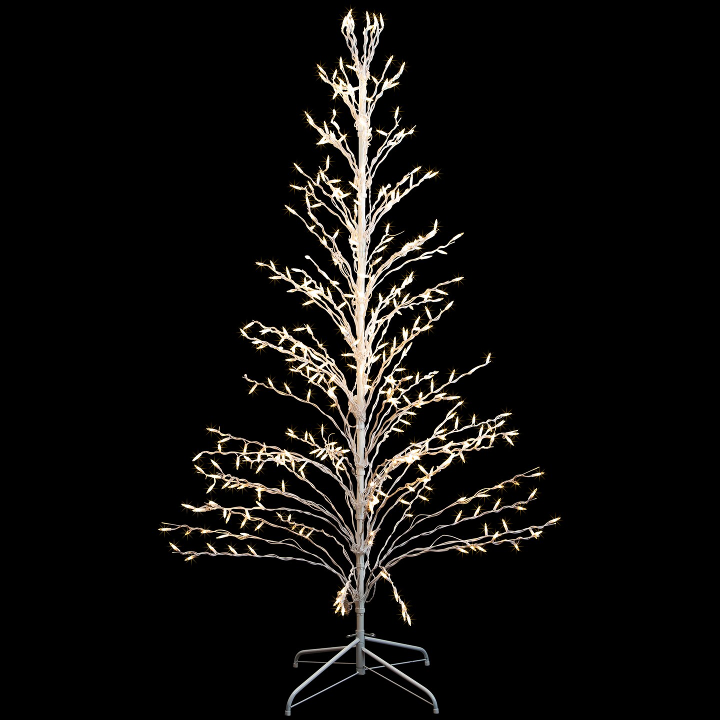 Northlight Lighted Cascade Twig Outdoor Christmas Tree - 6&#x27; - White - Clear Lights