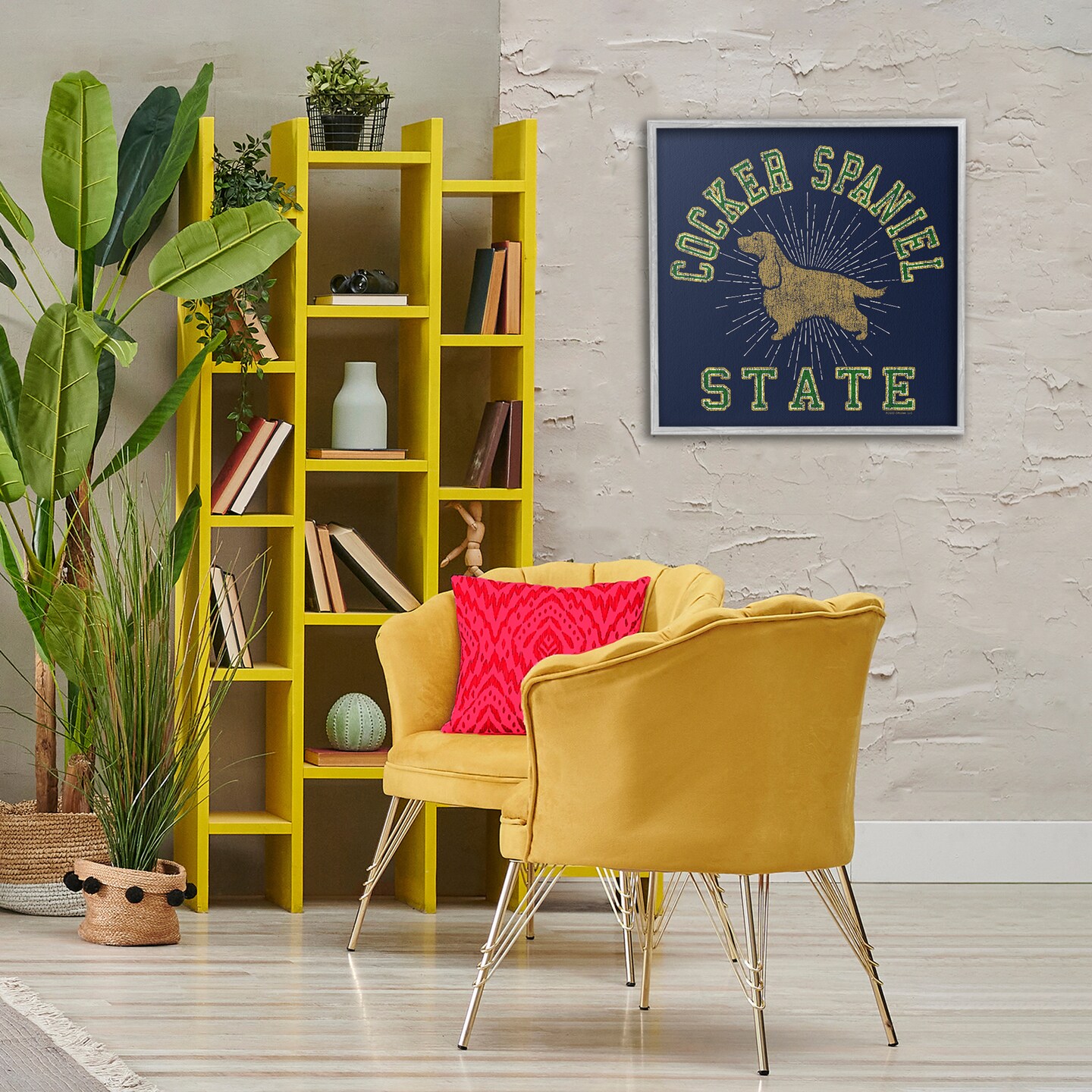 Stupell Industries Cocker Spaniel State Framed Giclee Wall Art Design by Spirit Animals/Life Is High