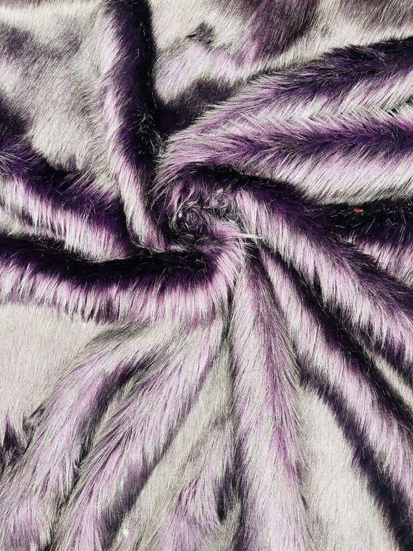 1 Yard Two Tone Husky Faux Fur Fabric Soft High Pile for Blankets Decor Costumes 58-60 inches Width