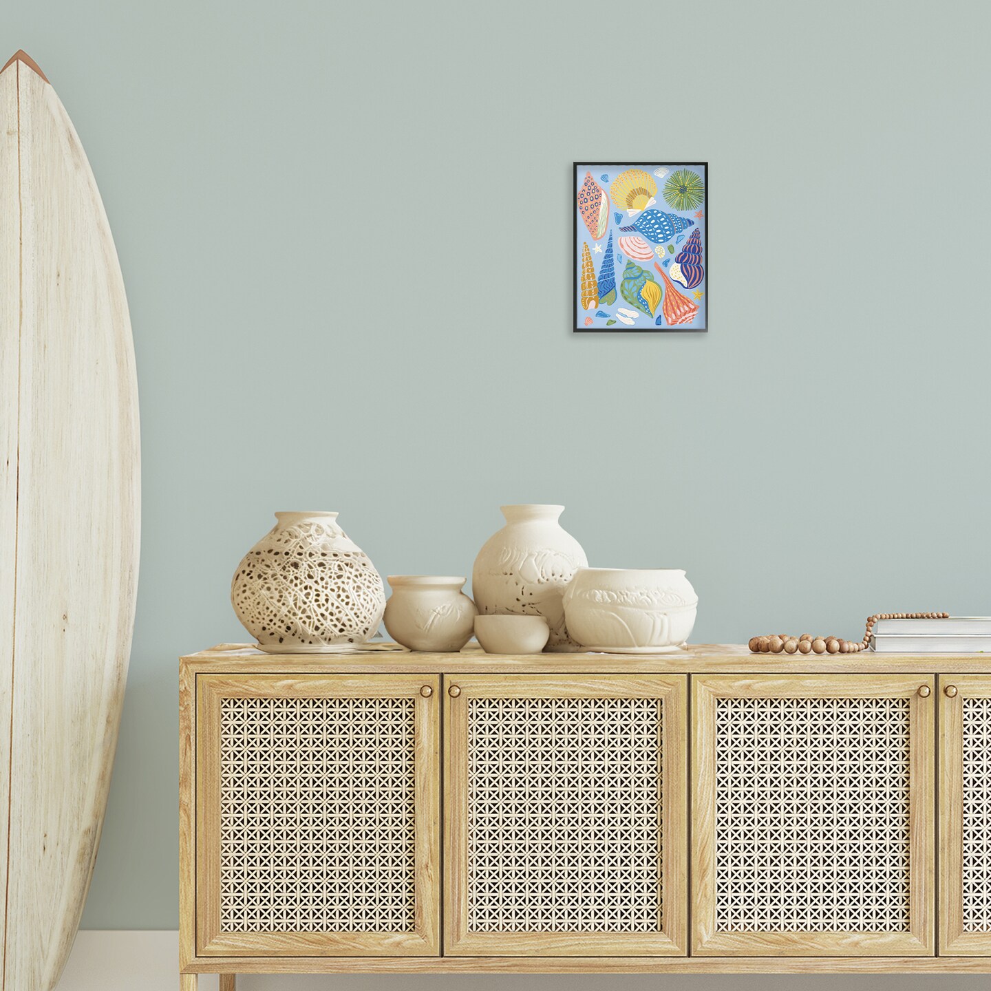 Stupell Industries Summer Fun Seashells Framed Giclee Wall Art Design by Arrolynn Weiderhold