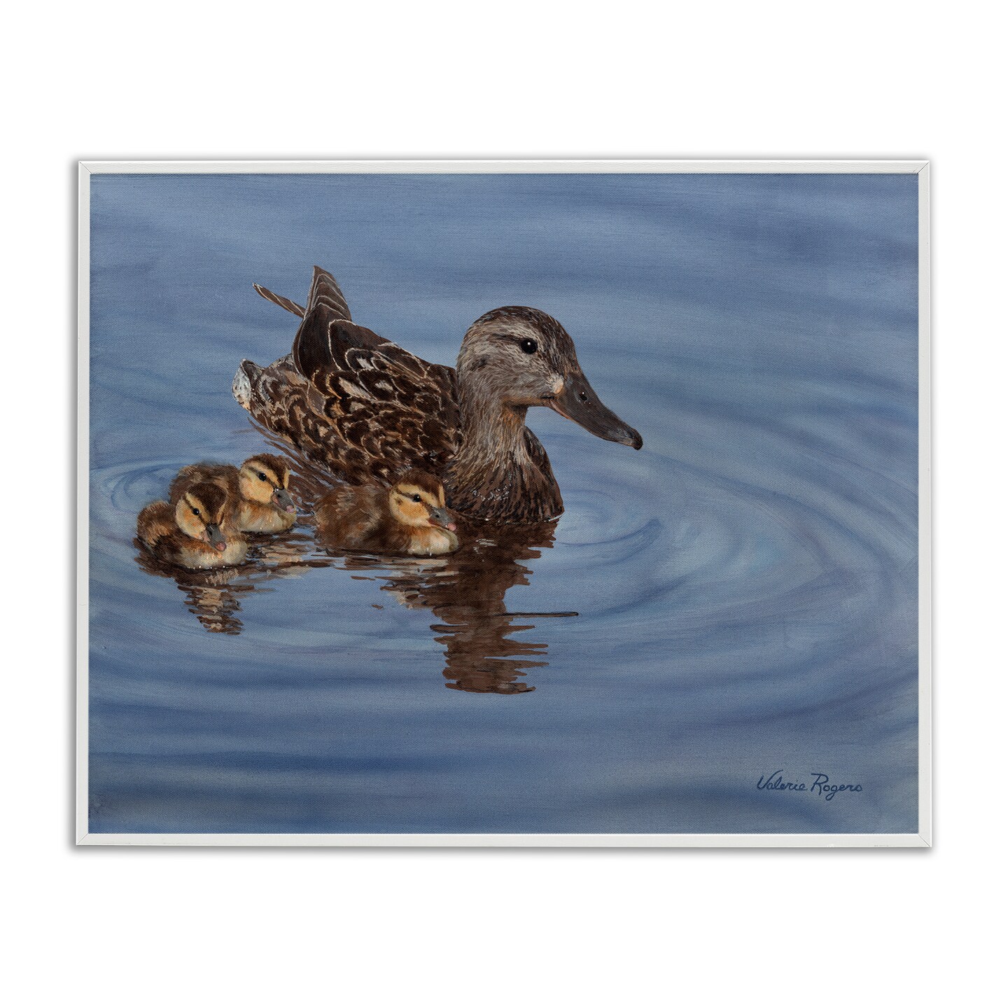 Stupell Industries Duck Family Ripples Framed Giclee Wall Art Design by Valerie Rogers