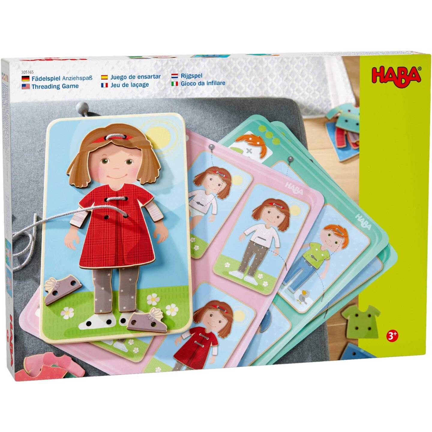 HABA Dress Me Lacing Cards Game - Montessori Fine Motor Skills Toy for Preschool Learning Activities and Kindergarten Toys with 36 Wooden Pieces
