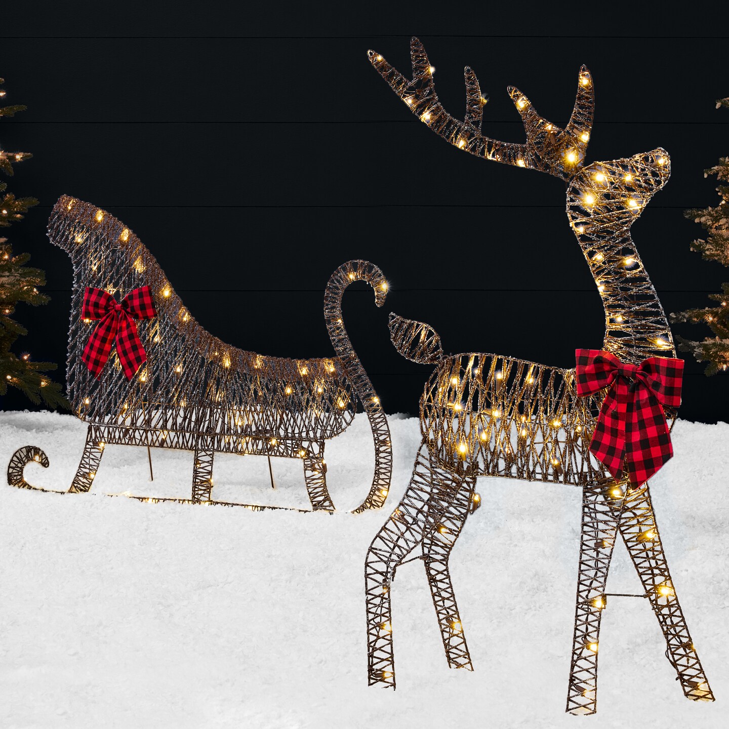 Best Choice Products Lighted 2D Reindeer &#x26; Sleigh Set Outdoor D&#xE9;cor w/ Warm White LED Lights