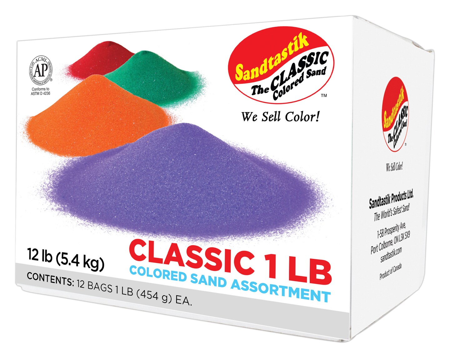 Sandtastik Colored Sand, 1 Pound Bags, Assorted Colors, Set of 12