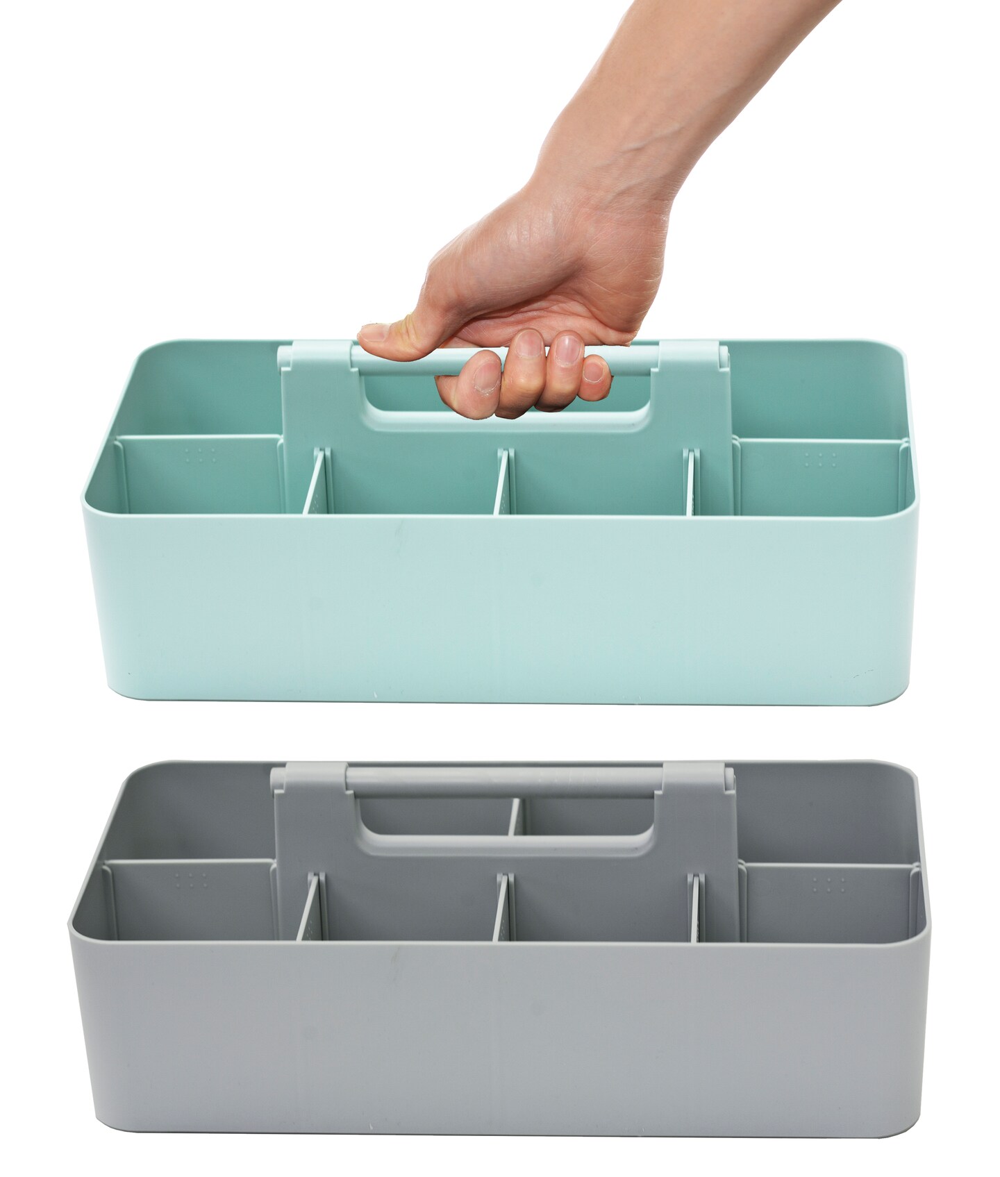 Enjoy Organizer 2 PACK Portable Caddy with Handle – 8-Compartment Storage Bin with Removable Dividers for Office, Crafts, Art Caddy – Made in USA