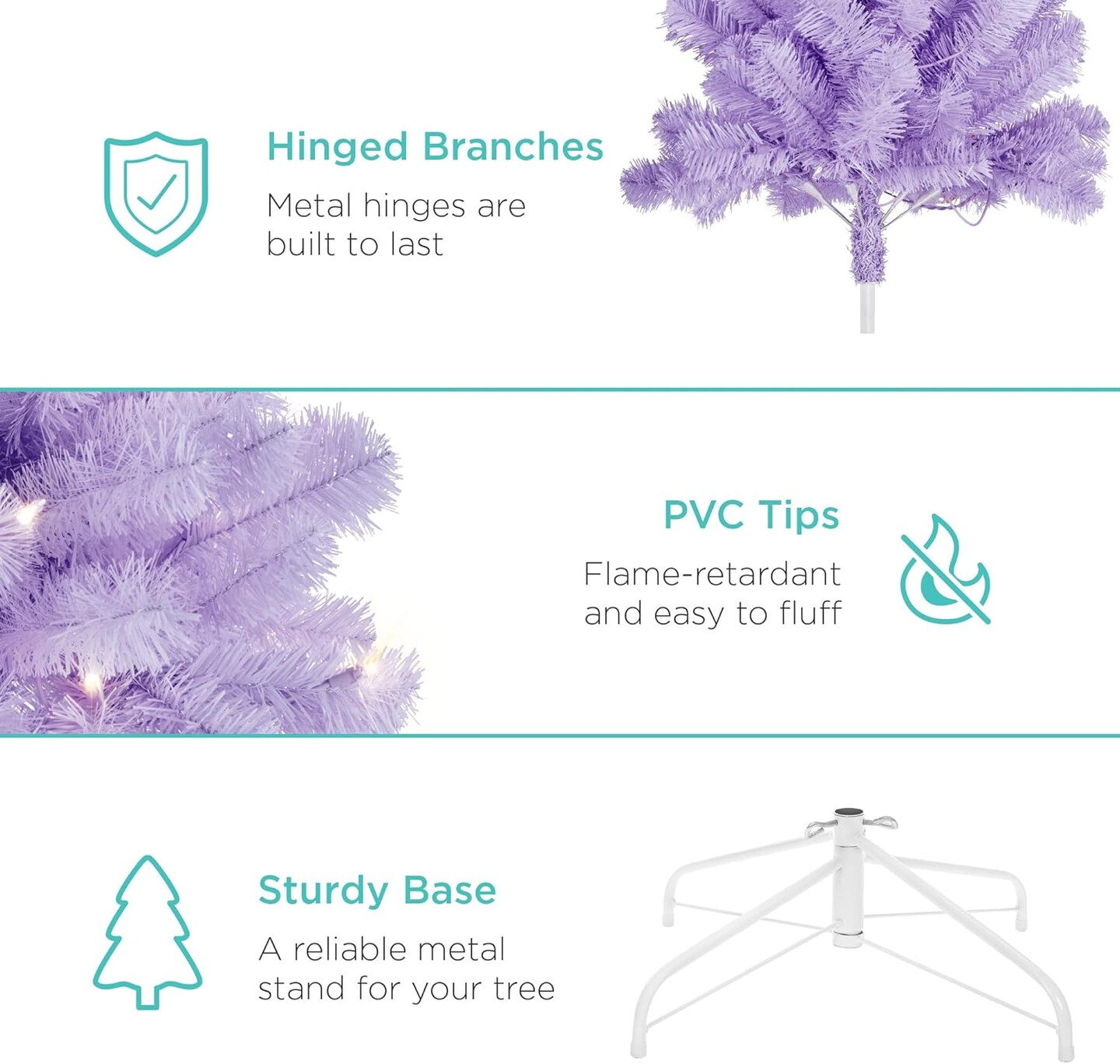 Artificial Christmas Tree Hinged Pine with 250 Lights, 1,000 Tips &#x26; Foldable Base Pre-Lit Outdoor Holiday Decor