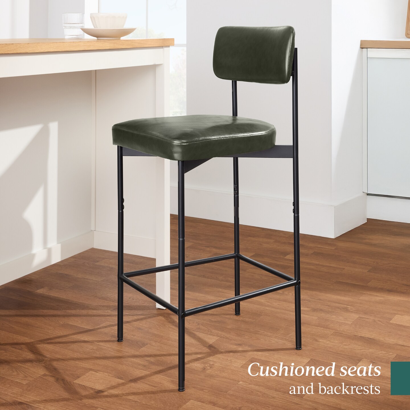 Best Choice Products Set of 2 Faux Leather Counter Stools for Kitchen Island and Dining w/ Metal Frame