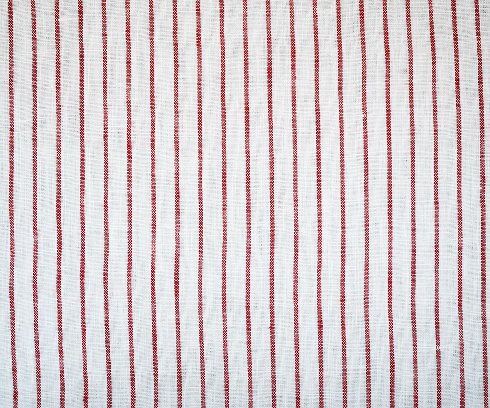 Red-White Spence Bryson Stripe Irish Linen Woven Fabric By the Yard
