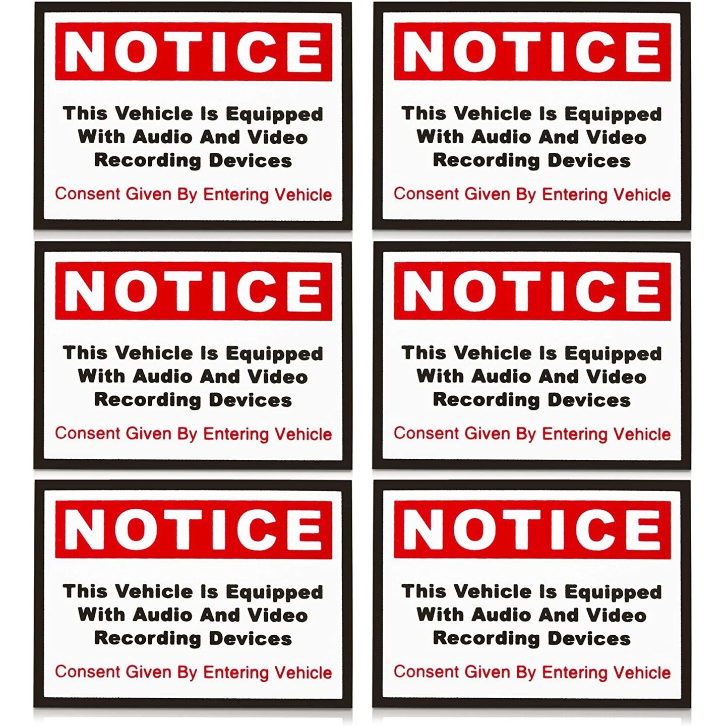 Juvale Notice Audio and Video Recording Consent Stickers (3.5 x 2.5 in, 6 Pack)