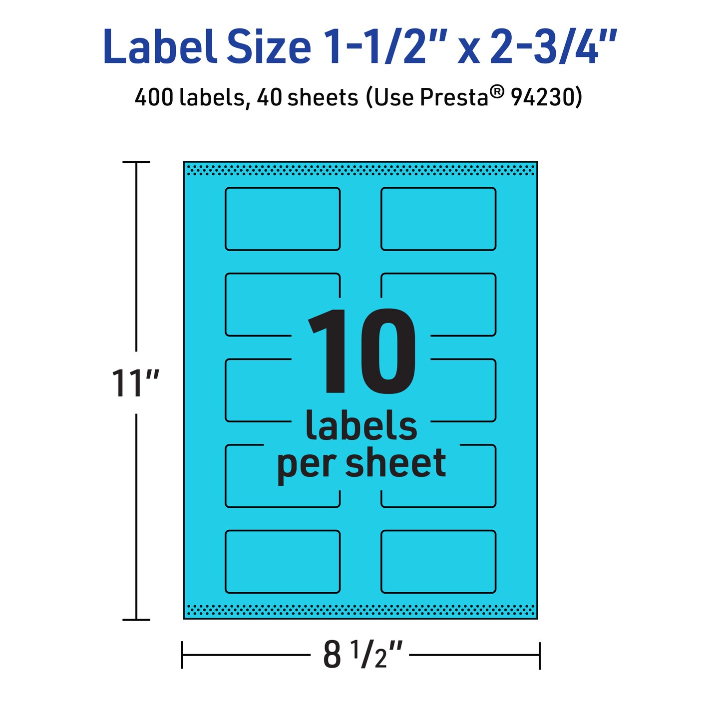 Avery Bright Blue Paper Labels, 1.5&#x22; x 2.75&#x22; Rectangle