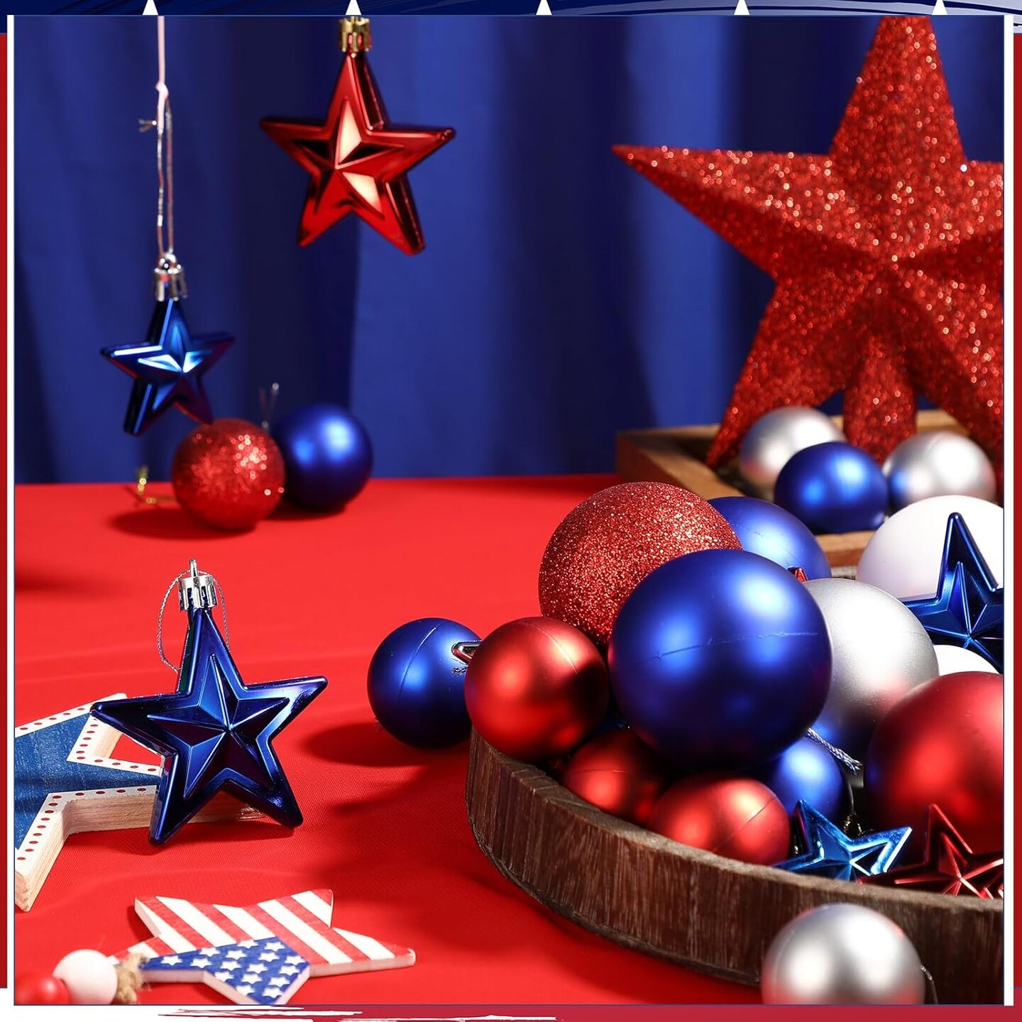 49 Pcs 4th of July Hanging Ornaments Decorations Set (Purple Green, Ghost)