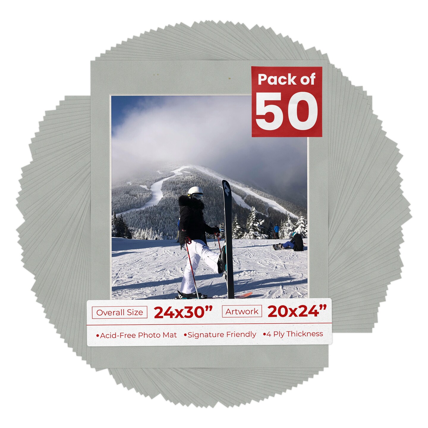 Light Grey Suede Mat Board for 24x30 Frames - Fits 20x24 Photos