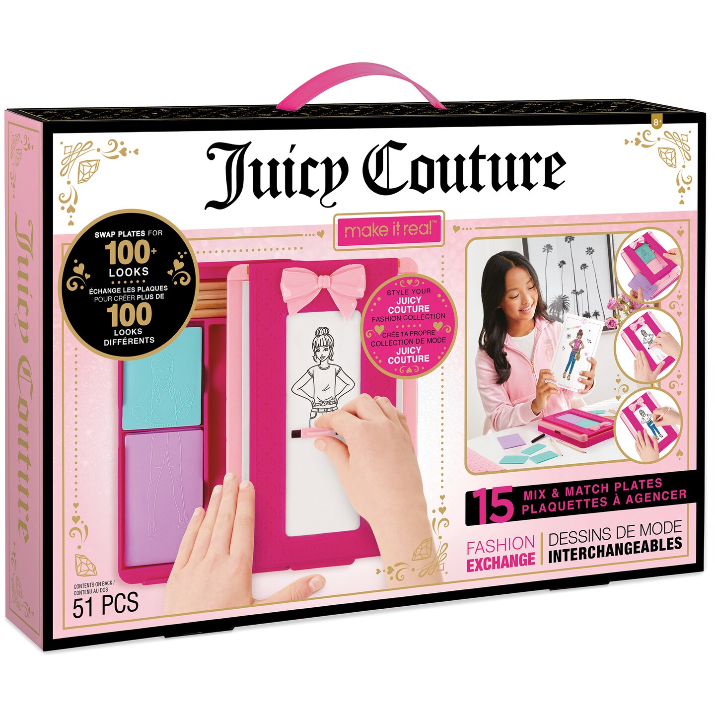 Juicy Couture: Fashion Exchange - 51 Piece Scratch Plate Outfit Designer Kit, Make It Real, Mix &#x26; Match Plates For 100 Different Looks, Tweens &#x26; Girls, Arts &#x26; Crafts, Fashion Design, Kids Ages 8+