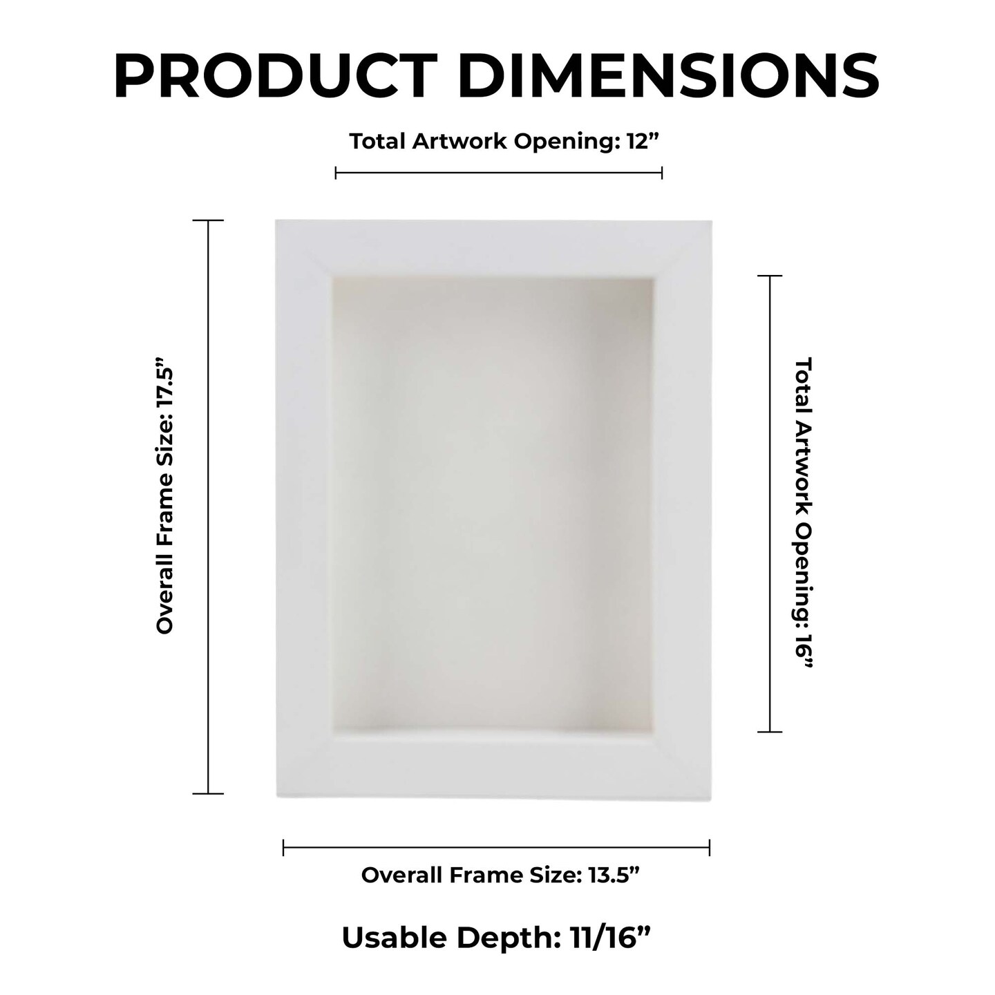 Classic White Wood Shadown Box Frame with Acrylic Front - White Suede Backing, 30 Sizes