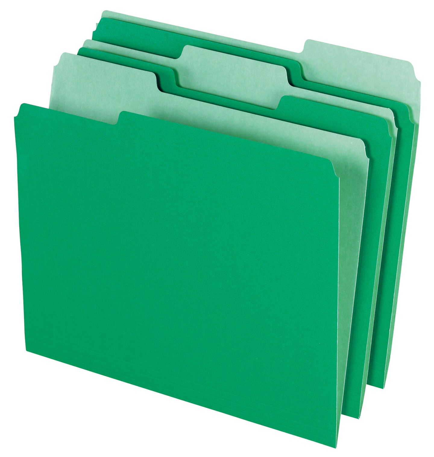 Pendaflex Two-Tone File Folder, Letter Size, 1/3 Cut Tabs, Green, Pack of 100