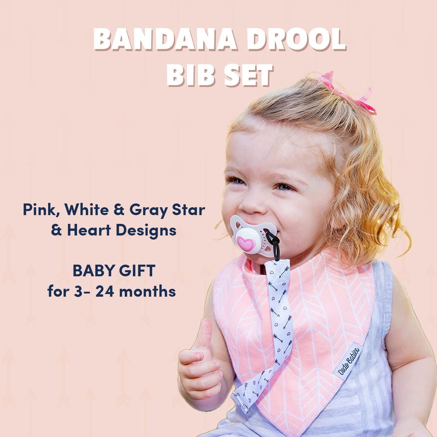 Dodo Babies Bandana Drool Bib Set &#x2013; Four 100% Cotton Bibs with Soft Polyester Lining, 2 Pacifier Clips, Binky Case, Pink Gift Bag for Baby Girl or Boy Shower &#x2013; Adjustable Snap Fit for 3-24 Months