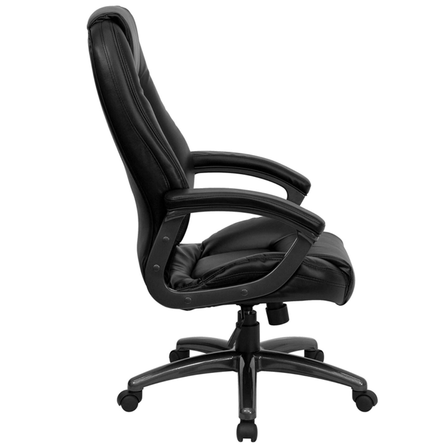 Emma and Oliver High Back Leather Executive Swivel Ergonomic Office Chair with Deep Curved Lumbar and Arms