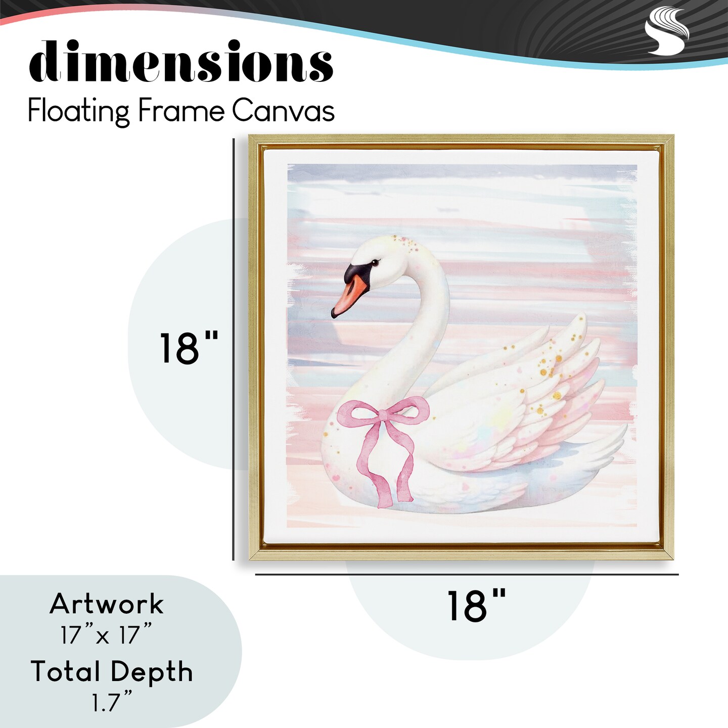 Stupell Industries Pastel Swan with Ribbon Floating Frame, design by Kim Allen