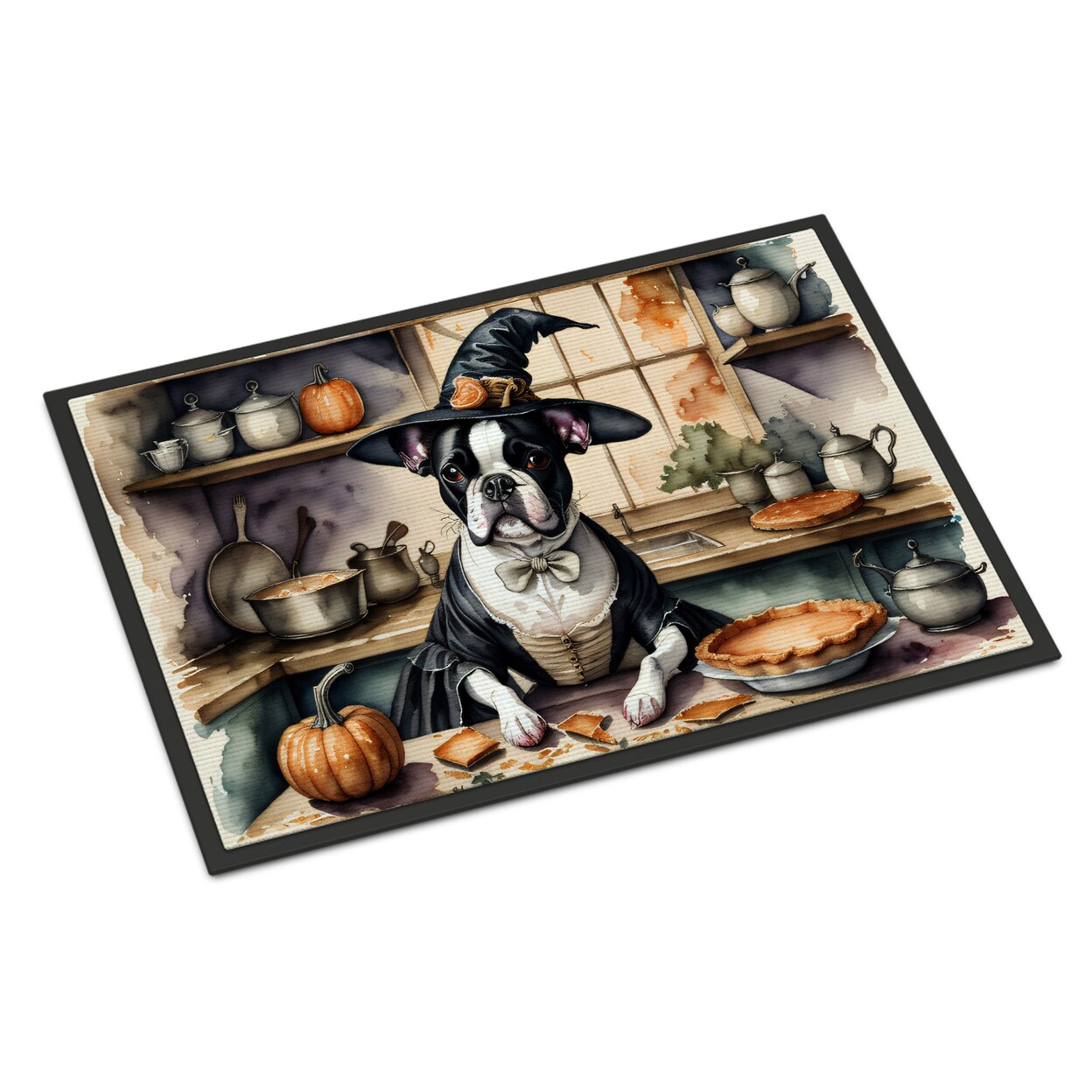 Boston Terrier Fall Kitchen Pumpkins Indoor Or Outdoor Mat 24X36