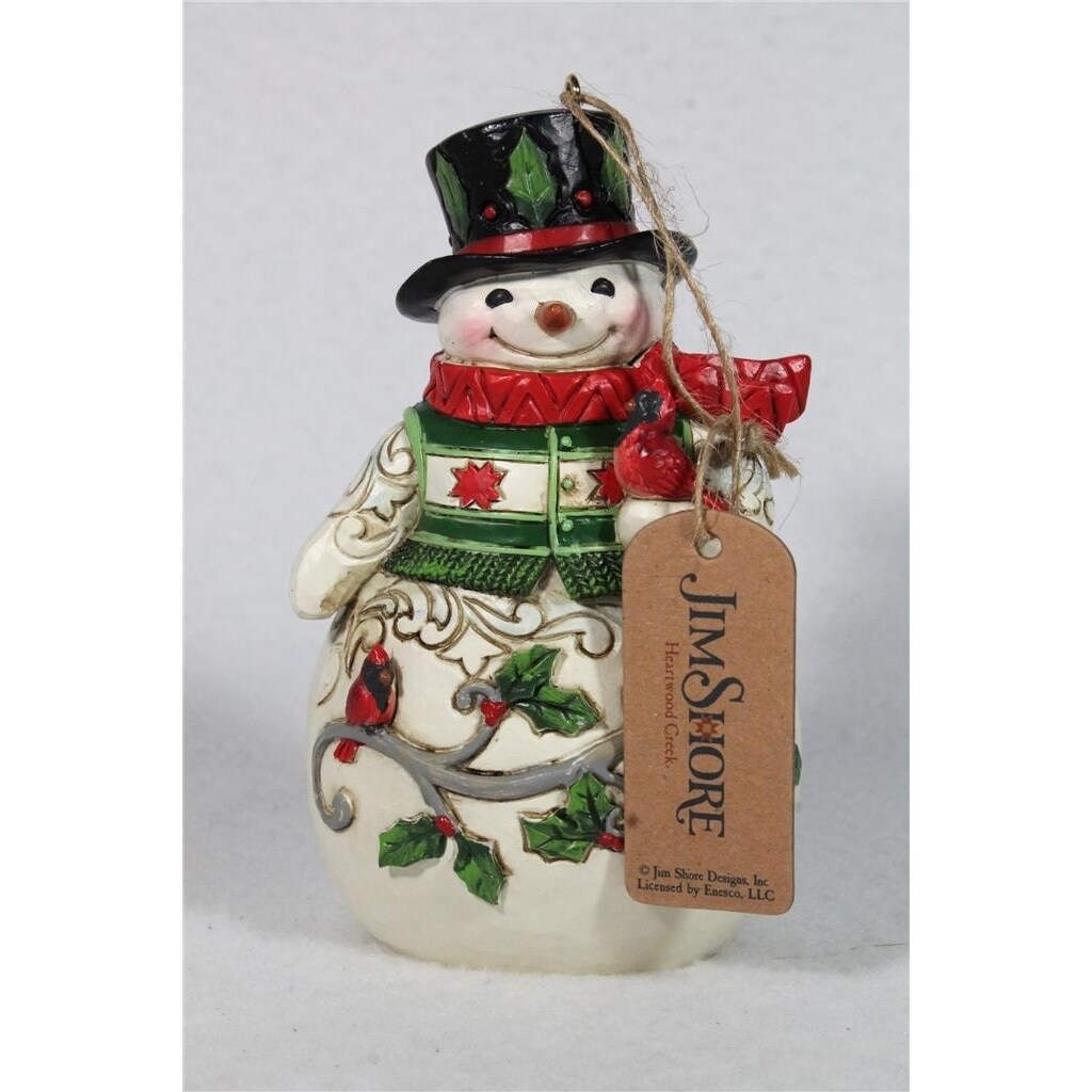 Jim Shore Ornament Snowman With Cardinal And Scene - 2024 - In Box 6015542