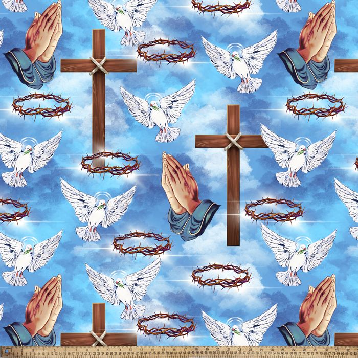 Holy Prayers for Peace Anti-Pill Premium Fleece Fabric | By The Yard