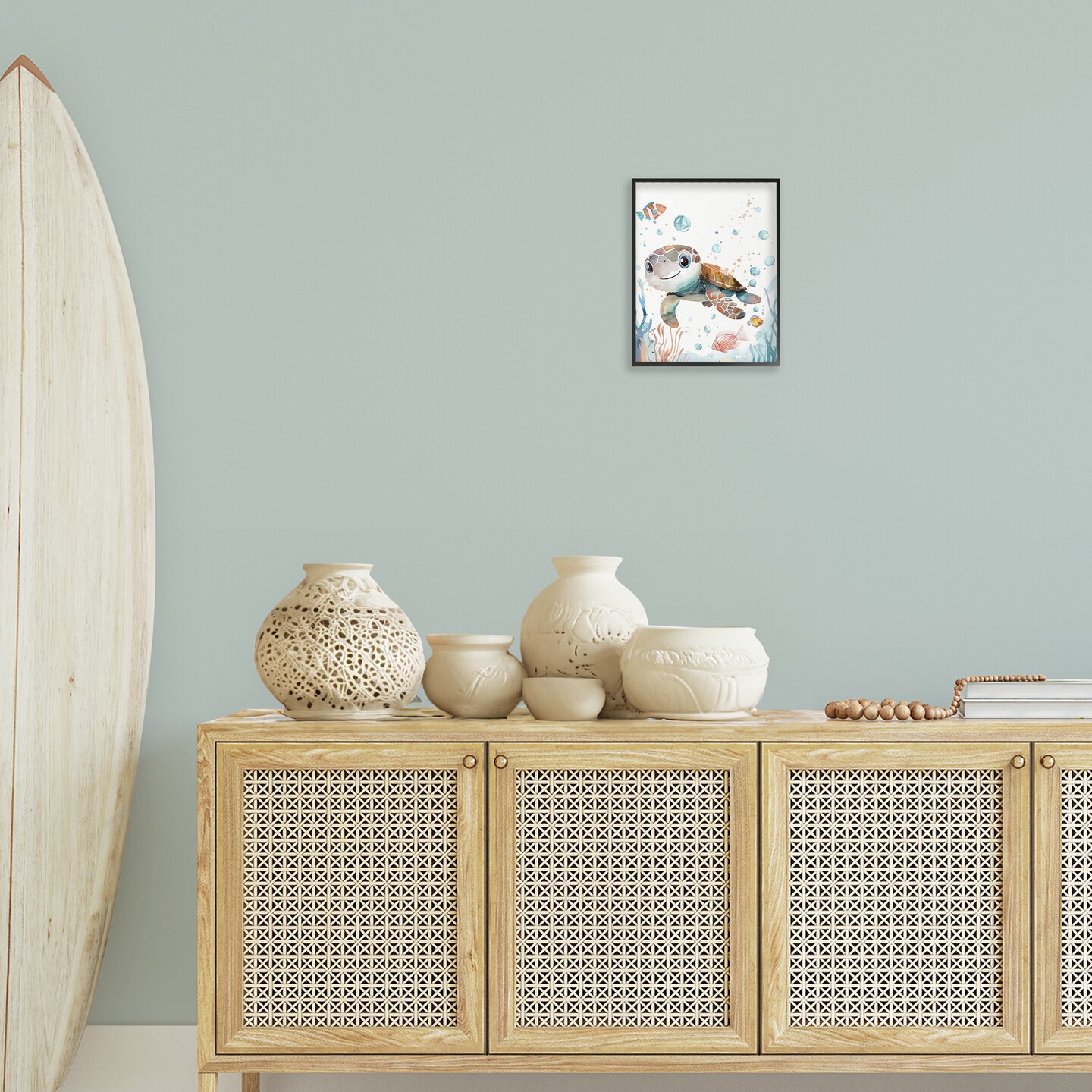 Stupell Industries Smiling Baby Turtle Framed Giclee Wall Art Design by Franklyn Gregory