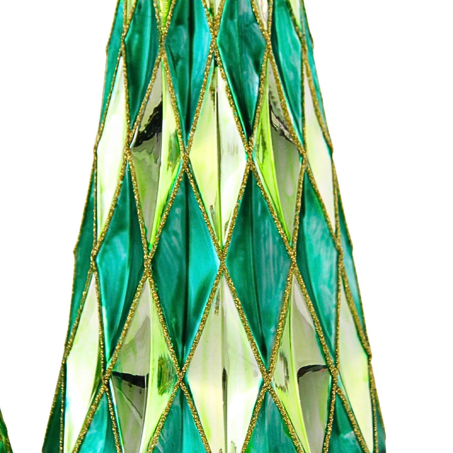 Cody Foster 14.5 Inch Diamond Trees Green Mint Christmas Decorative Tree Set , Christmas Decor Mid Century Style Reflective