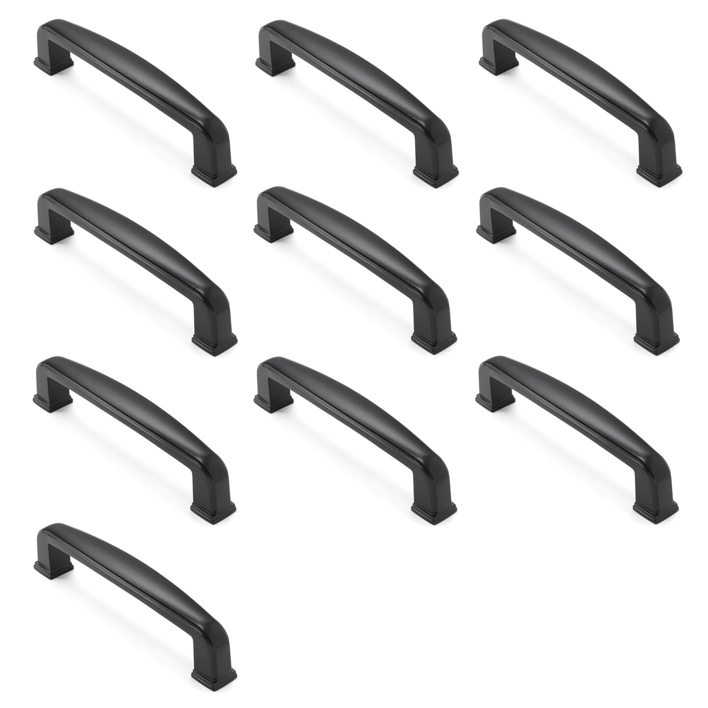 Cauldham Solid Kitchen Cabinet Handles (3-3/4" Hole Centers) - Drawer/Door Hardware - Style T765 - Matte Black