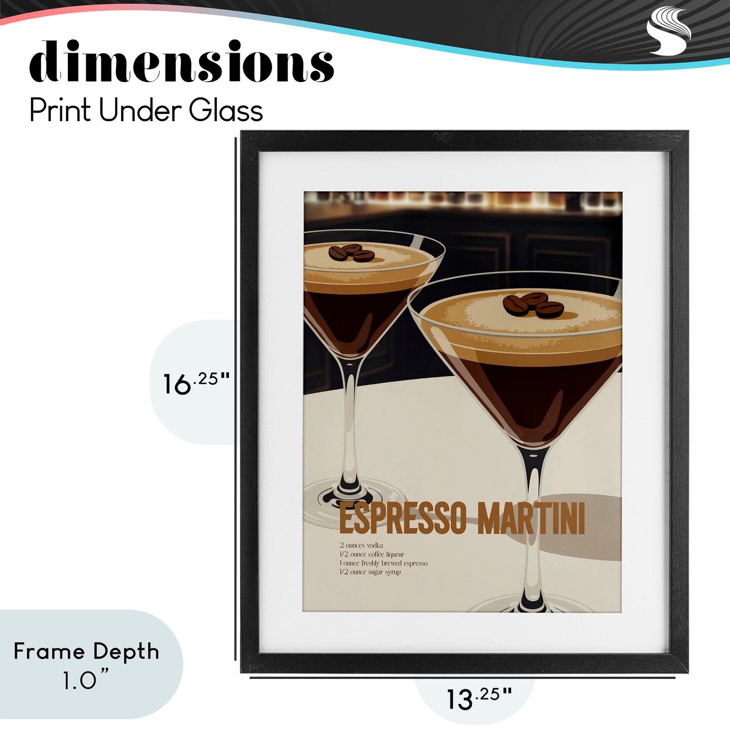 Stupell Industries Sleek Modern Espresso Martini Framed Print Under Glass, design by Andreas Magnusson