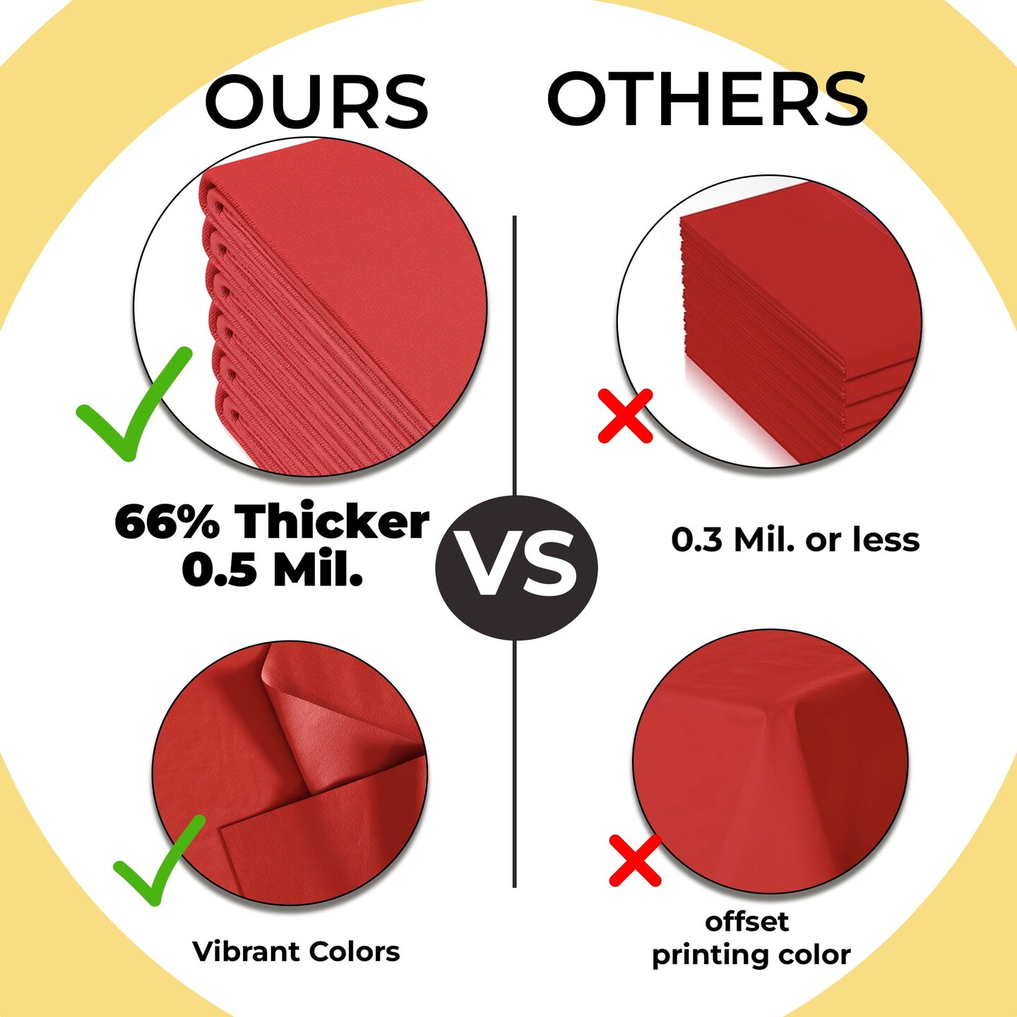 Exquisite 12-Pack Premium Plastic Tablecloth 54in. x 108in. Rectangle Plastic Table Cover