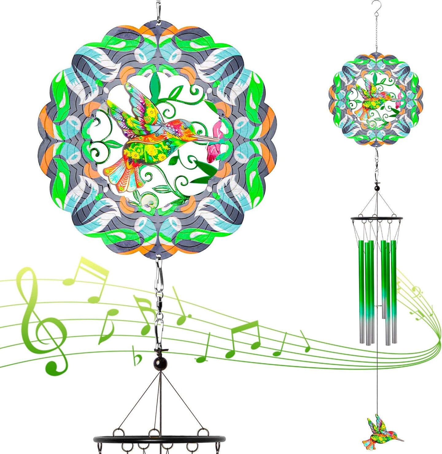 Decor Wind Chimes with Hummingbird Wind Spinner - Wind Chimes for Outside
