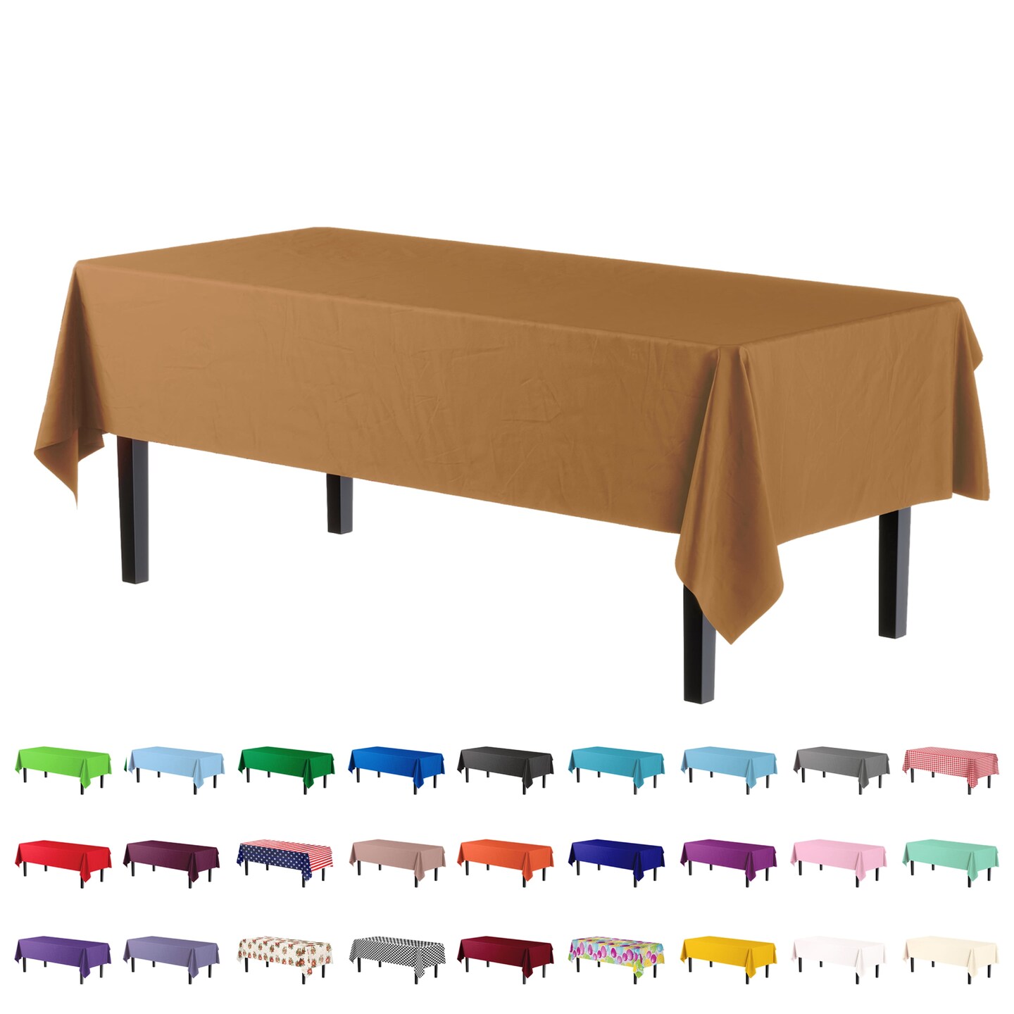 Exquisite 12-Pack Premium Plastic Tablecloth 54in. x 108in. Rectangle Plastic Table Cover
