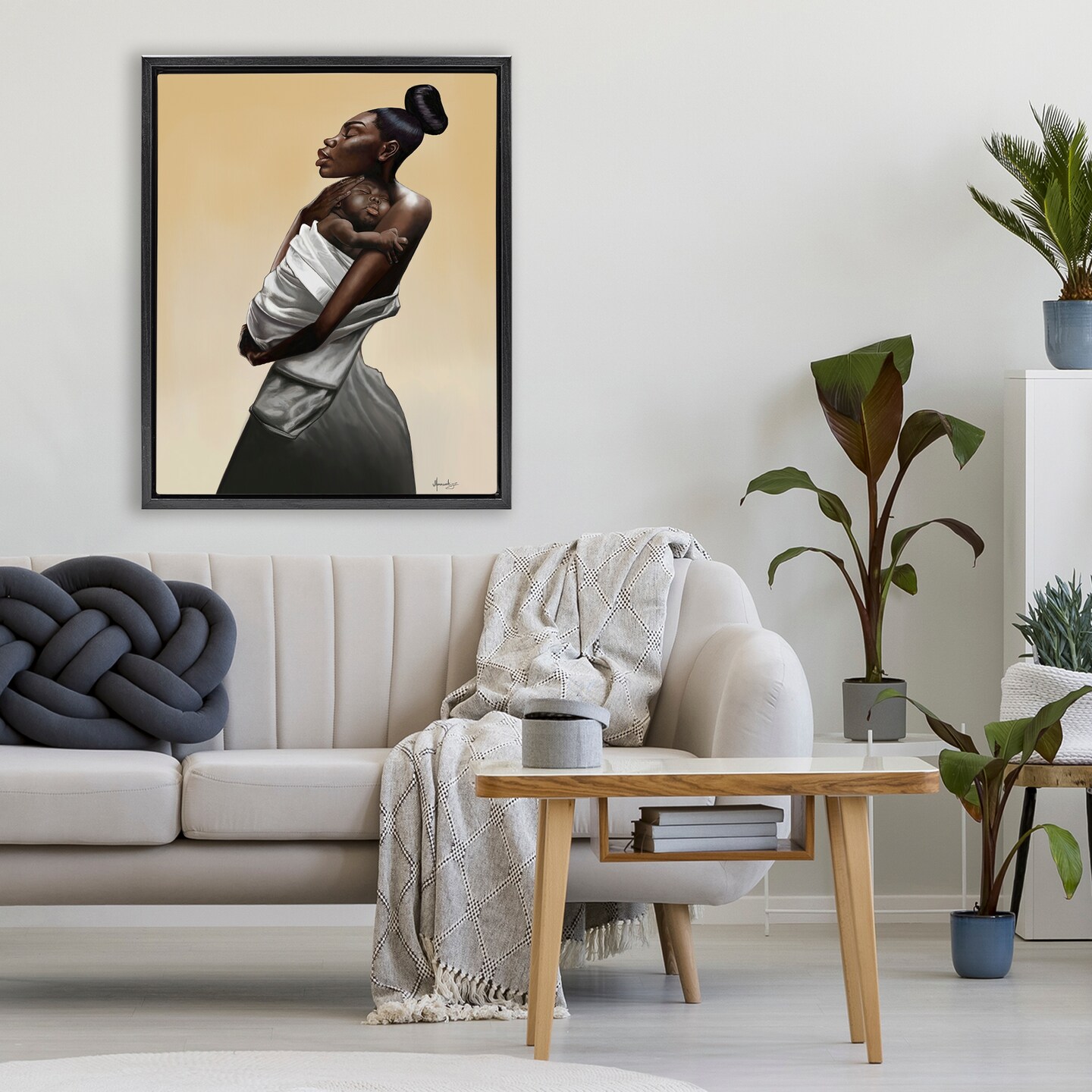 Stupell Industries Mother And Child Tenderness Floating Frame, design by Manasseh Johnson Sr