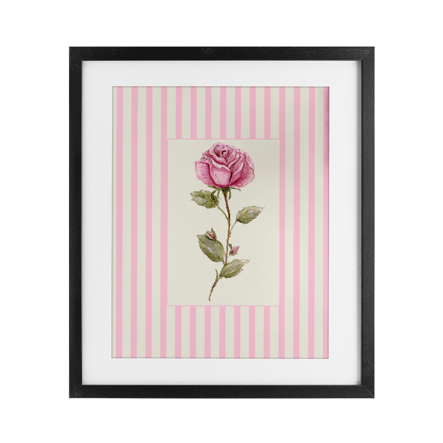 Stupell Industries Pink Stripe Rose Framed Print Under Glass, design by Lisa Wehmeyer