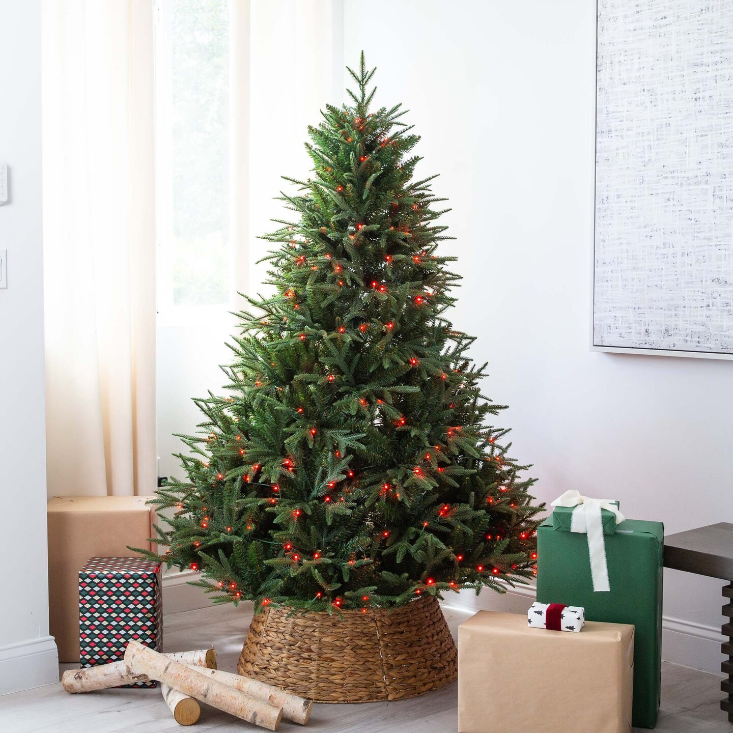 Nearly Natural Pre-lit Full Edmonton Fir Artificial Christmas Tree - 6&#x2019; - Dual Color LED Lights
