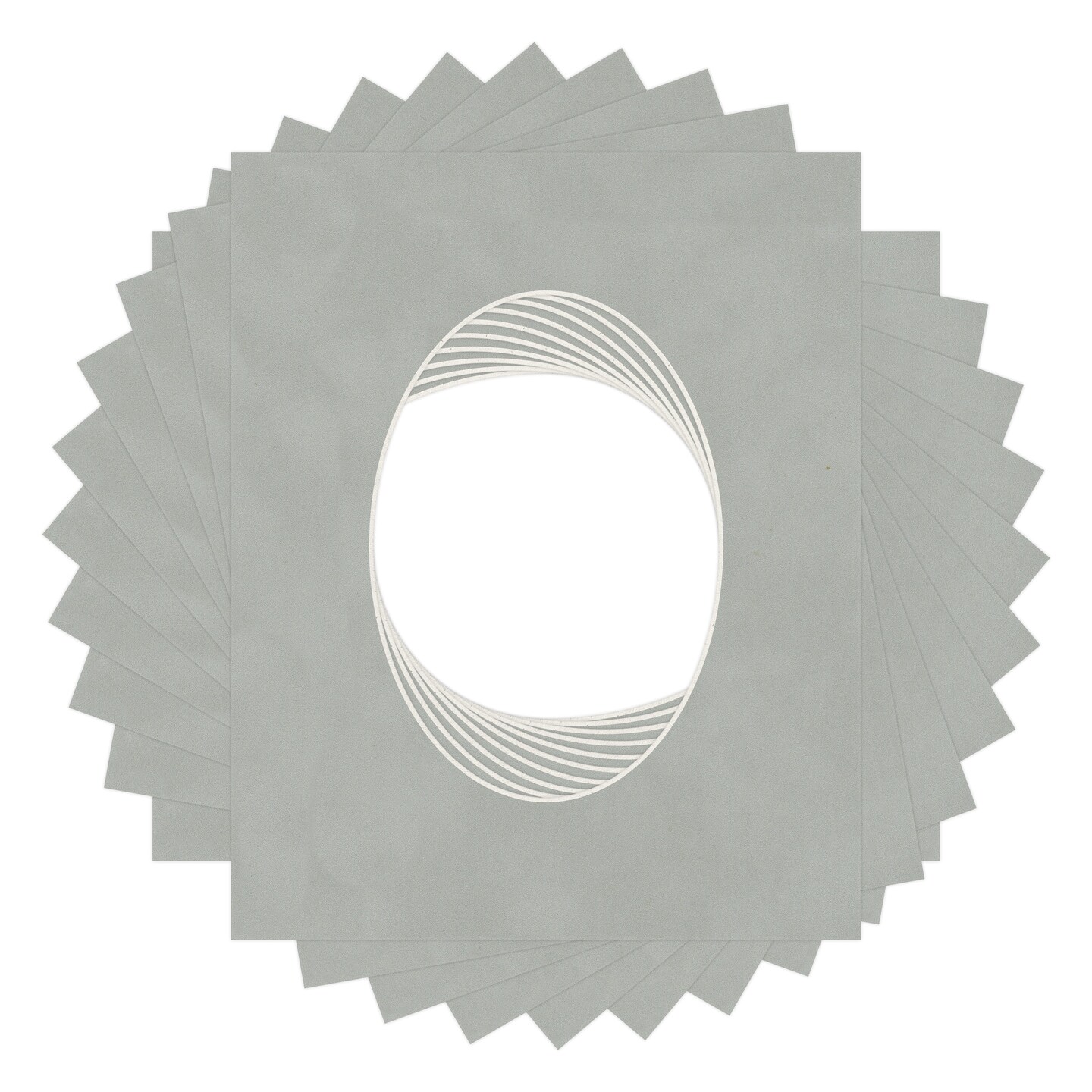 Light Grey Suede Mat Board for 8x10 Frames - Oval Opening for 5x7 Photos