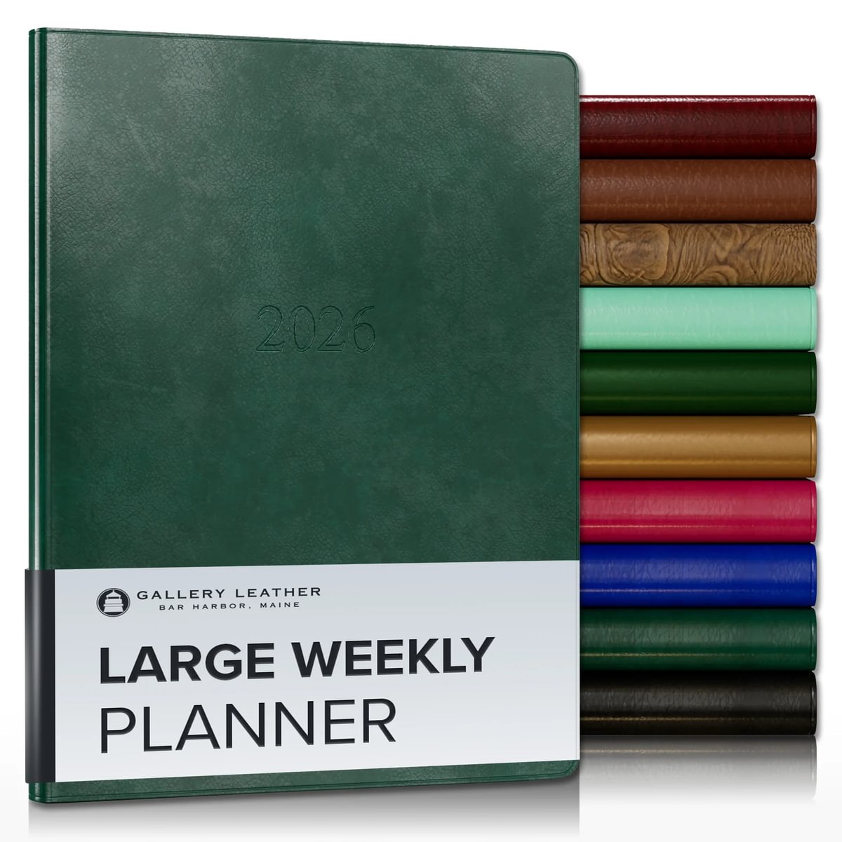 Gallery Leather Large Weekly Planner 2026, Elegantly Bound Calendar Planner and Notebook with Stylish Gold-Gilded Page Edges, 12 Months - 9.75 x 7.5 "