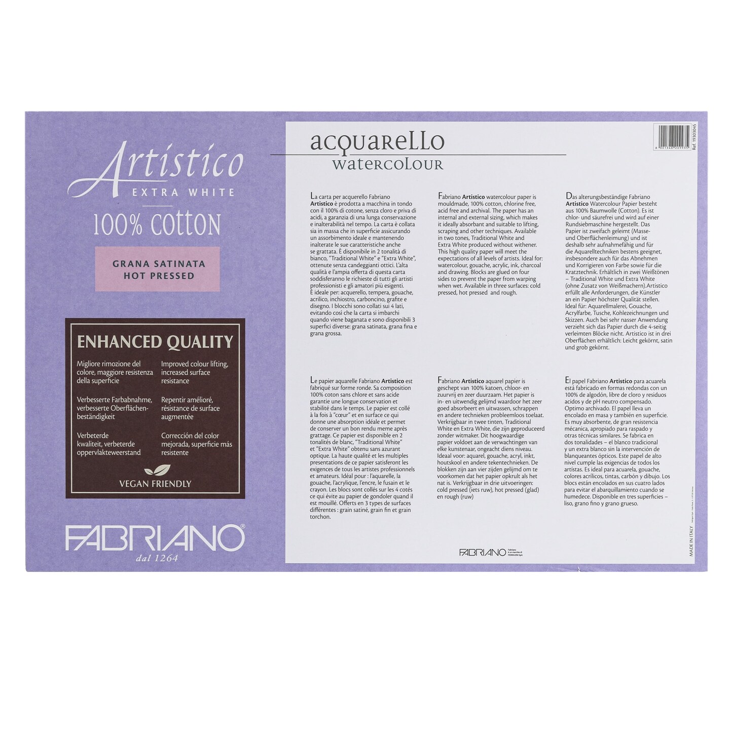 Fabriano Artistico Extra White Watercolor Block, 140 lb./300 gsm