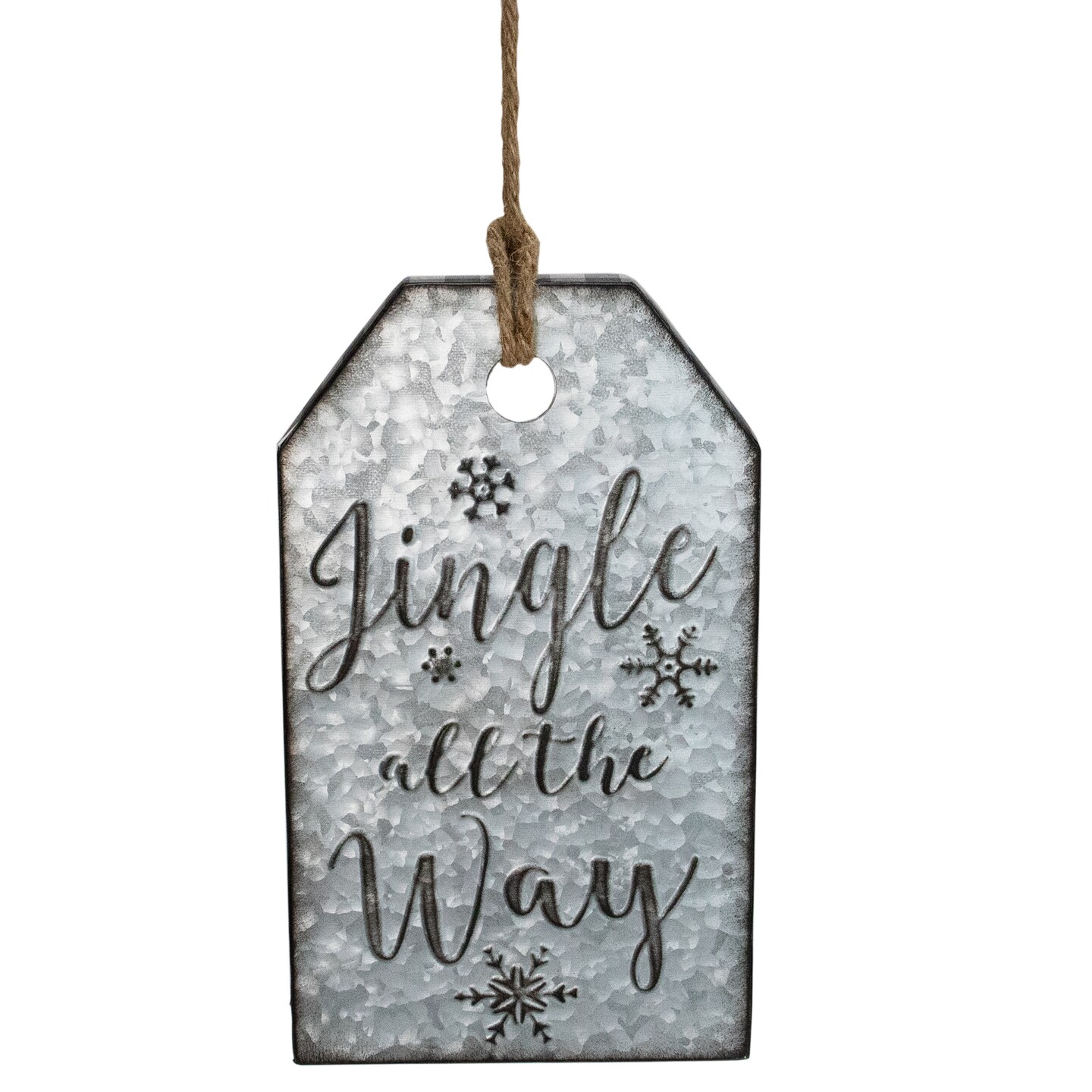 Northlight Embossed Metal "Jingle All The Way" Christmas Wall Sign - 12" - Silver