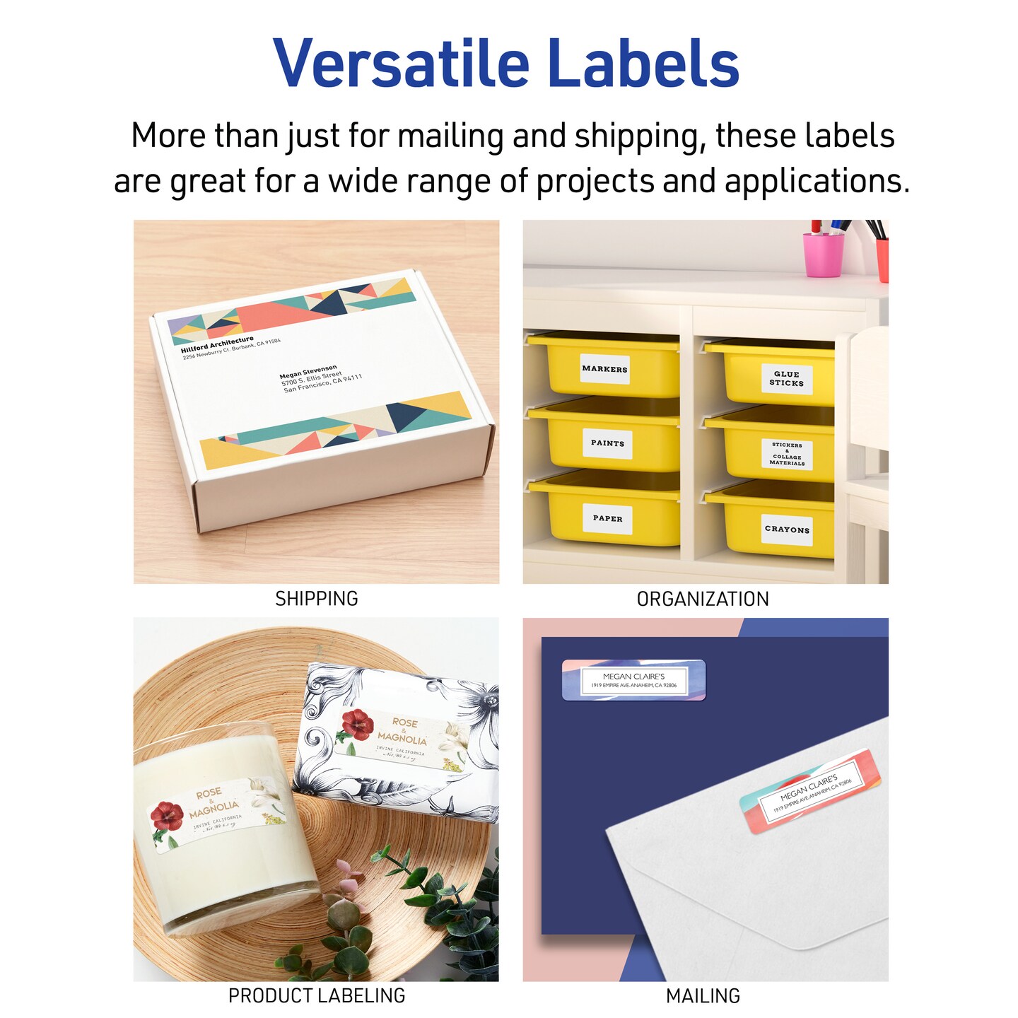 Avery Printable Shipping Labels with Sure Feed Technology, 2" x 4", Laser & Inkjet Compatible, Matte White, 250 Blank Labels Total (6427)