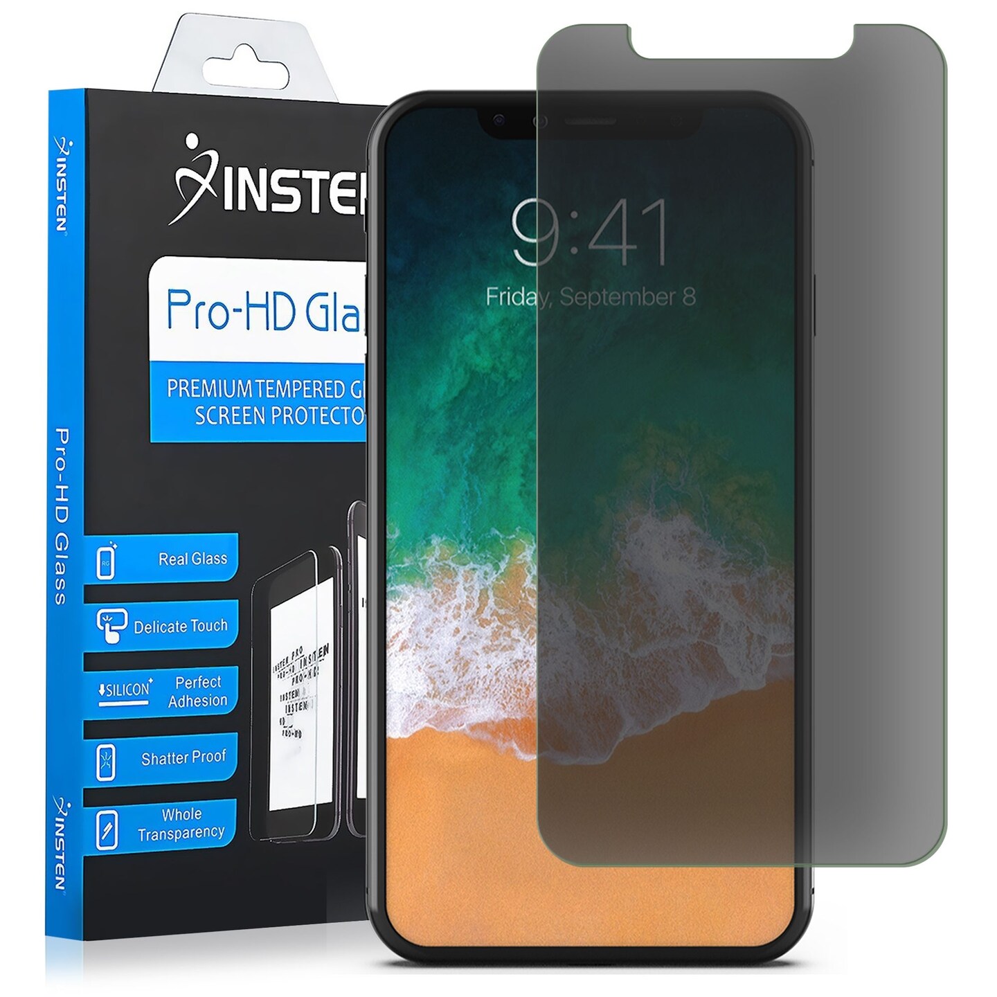 Insten Anti-Spy Tempered Glass Privacy Black Screen Guard Film Full Coverage Edge to Edge Curved 9H for iPhone 11 Pro XS X
