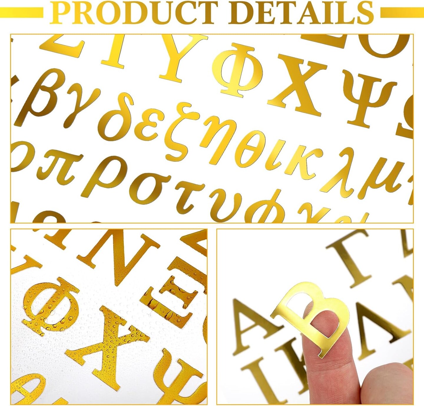 464 Pieces 8 Sheets Greek Letter Stickers Self Adhesive Vinyl Alphabet Number Stickers